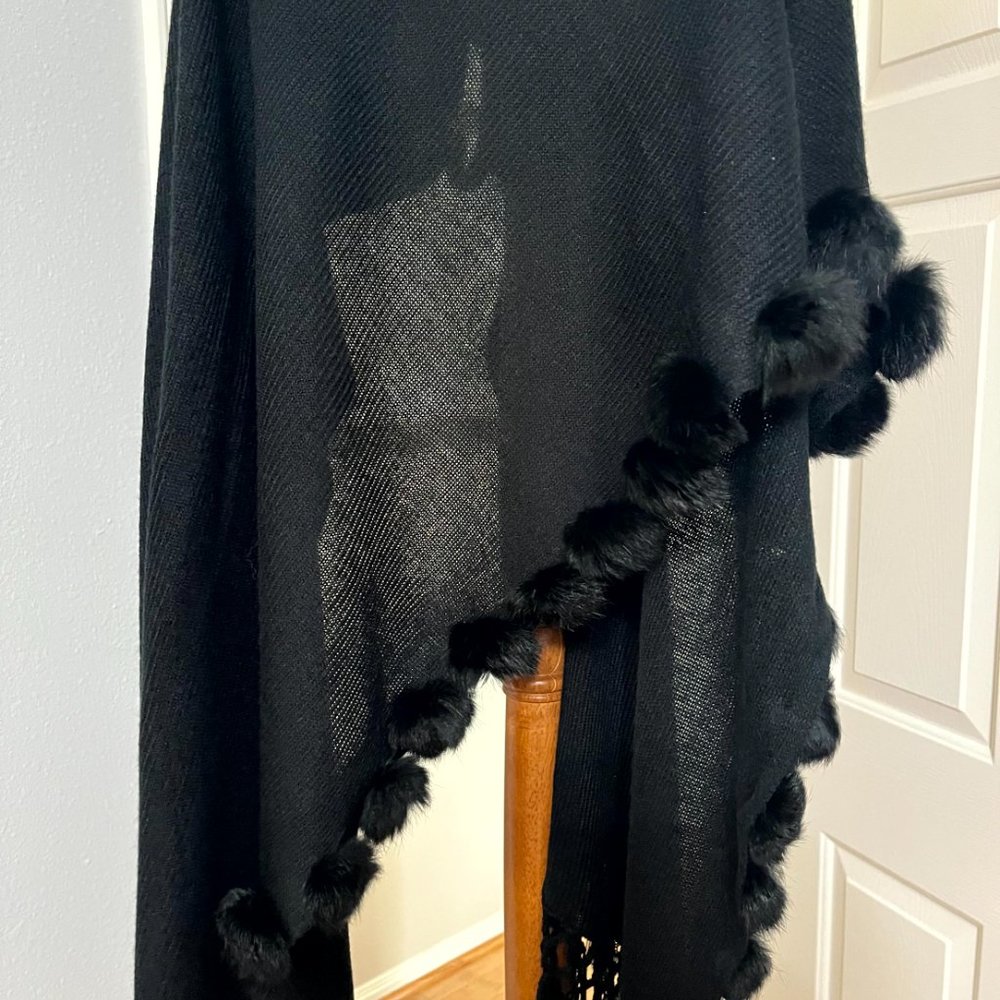 Black shawl with fringe